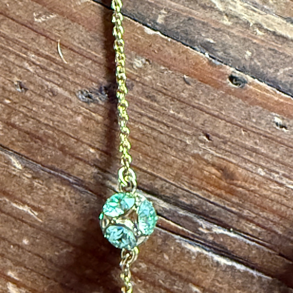 NWOT Kate Spade "LADY MARMALADE" Long Station Necklace Green rhinestone - Picture 3 of 7